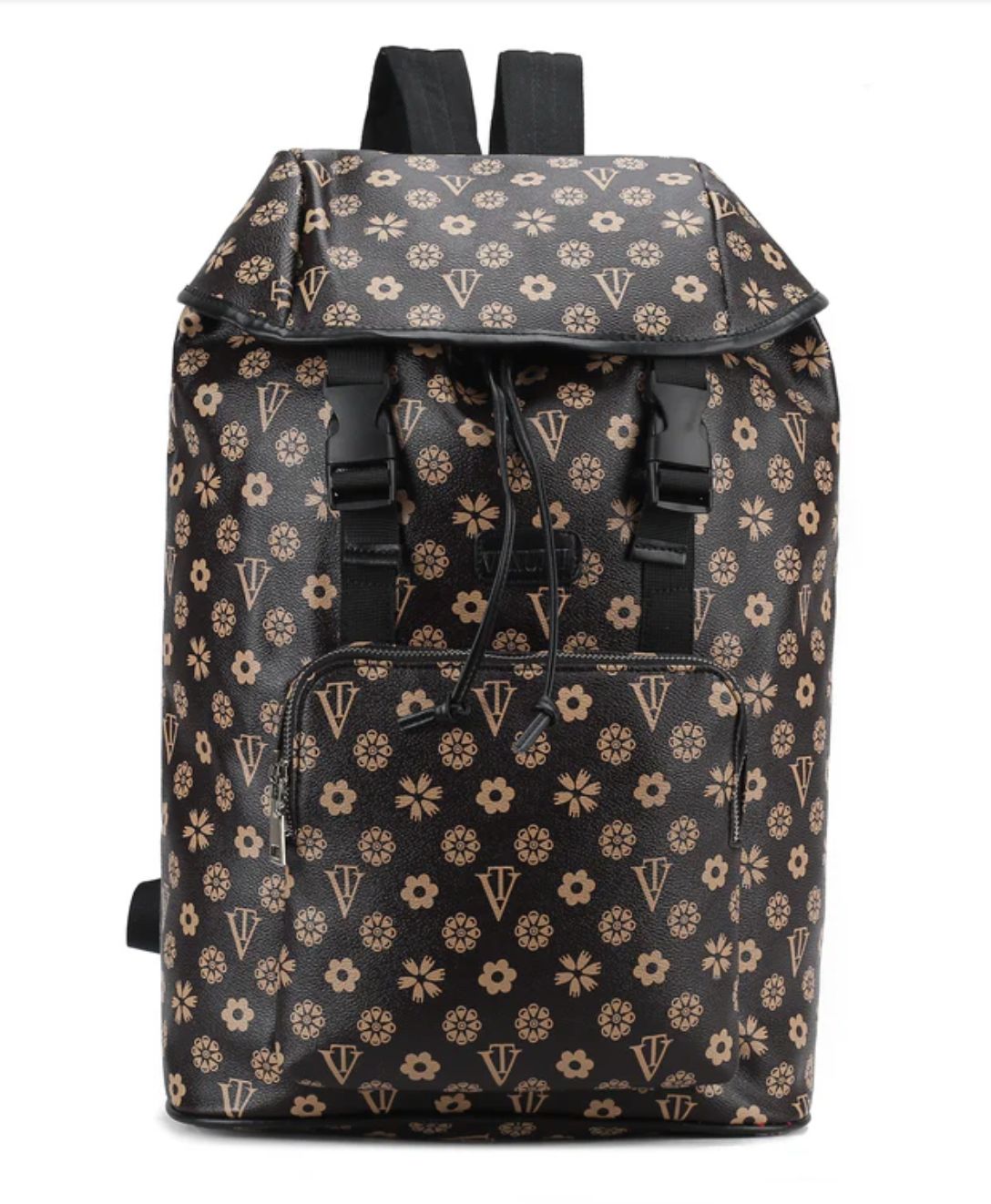 Wood Log Checker Print Backpack