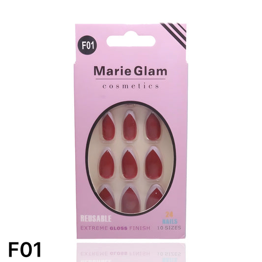 24 Pcs French Nails With Glue