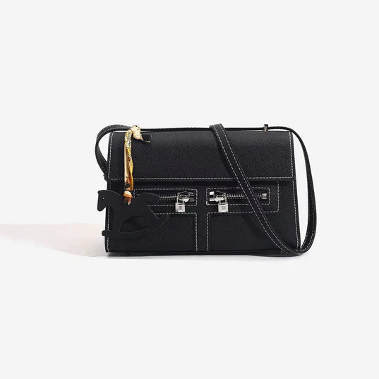 Luxe Leather Zip-Front Sling Bag