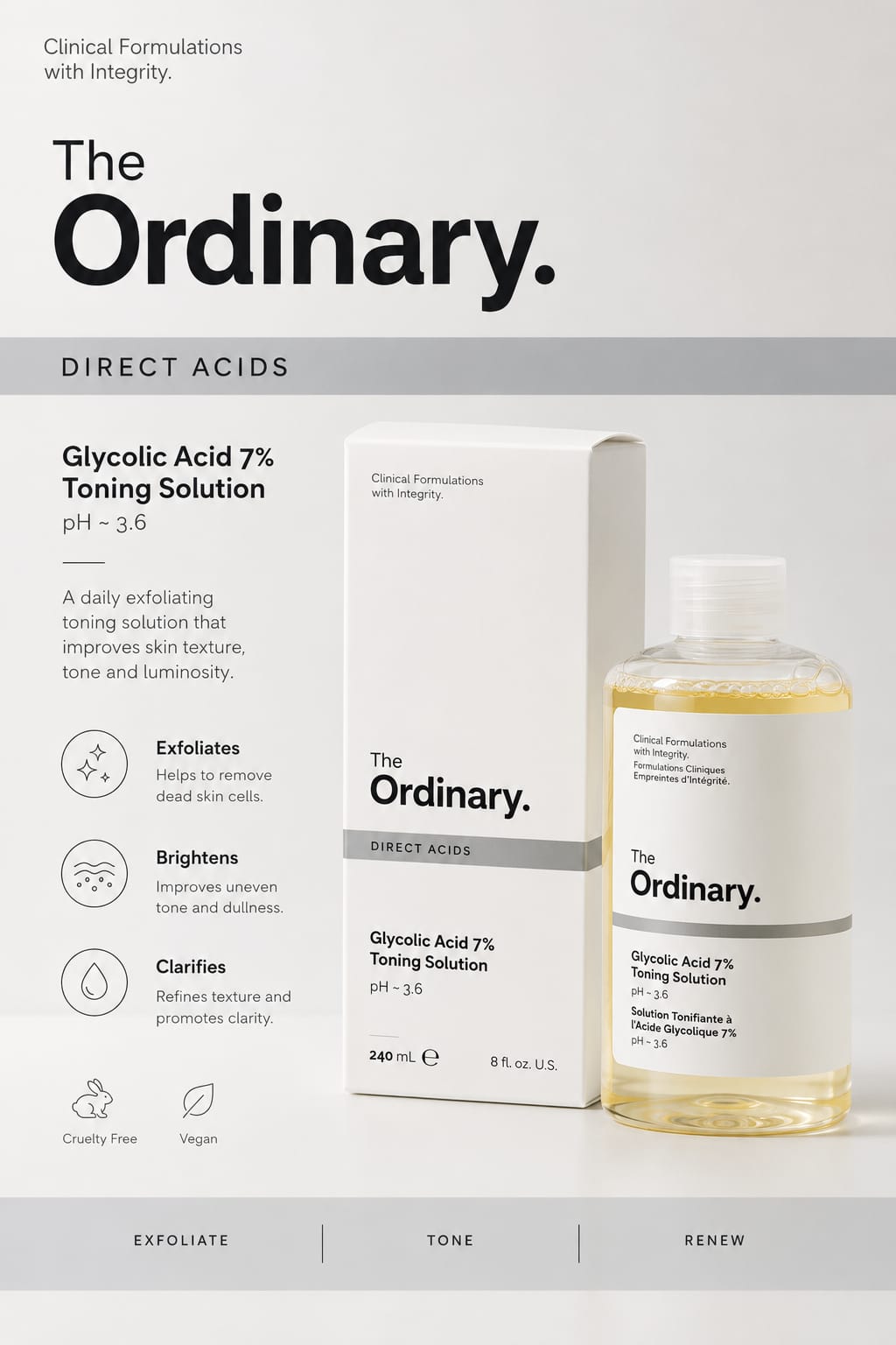 The Ordinary Glycolic Acid 7% Toning Solution (240 ml)