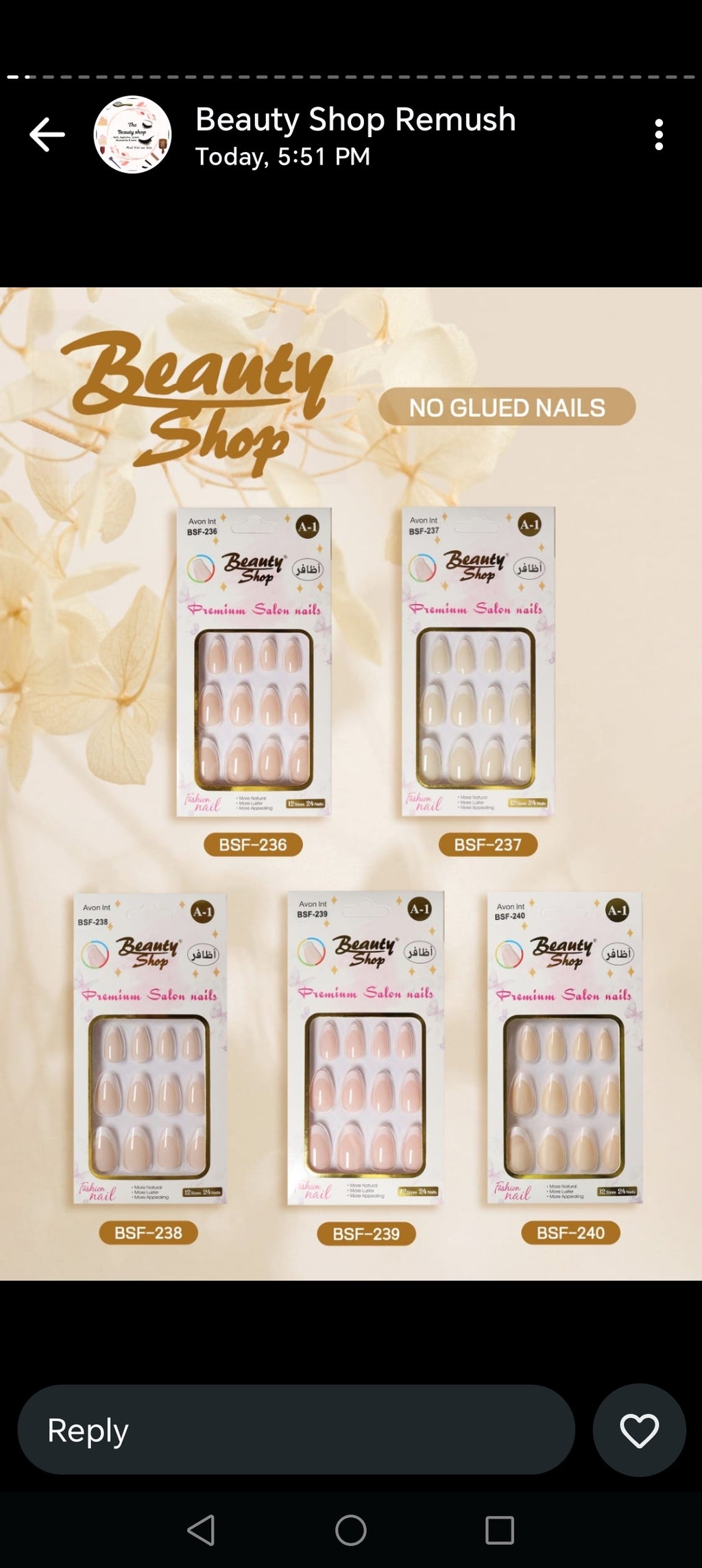 Beauty shop stick on nails