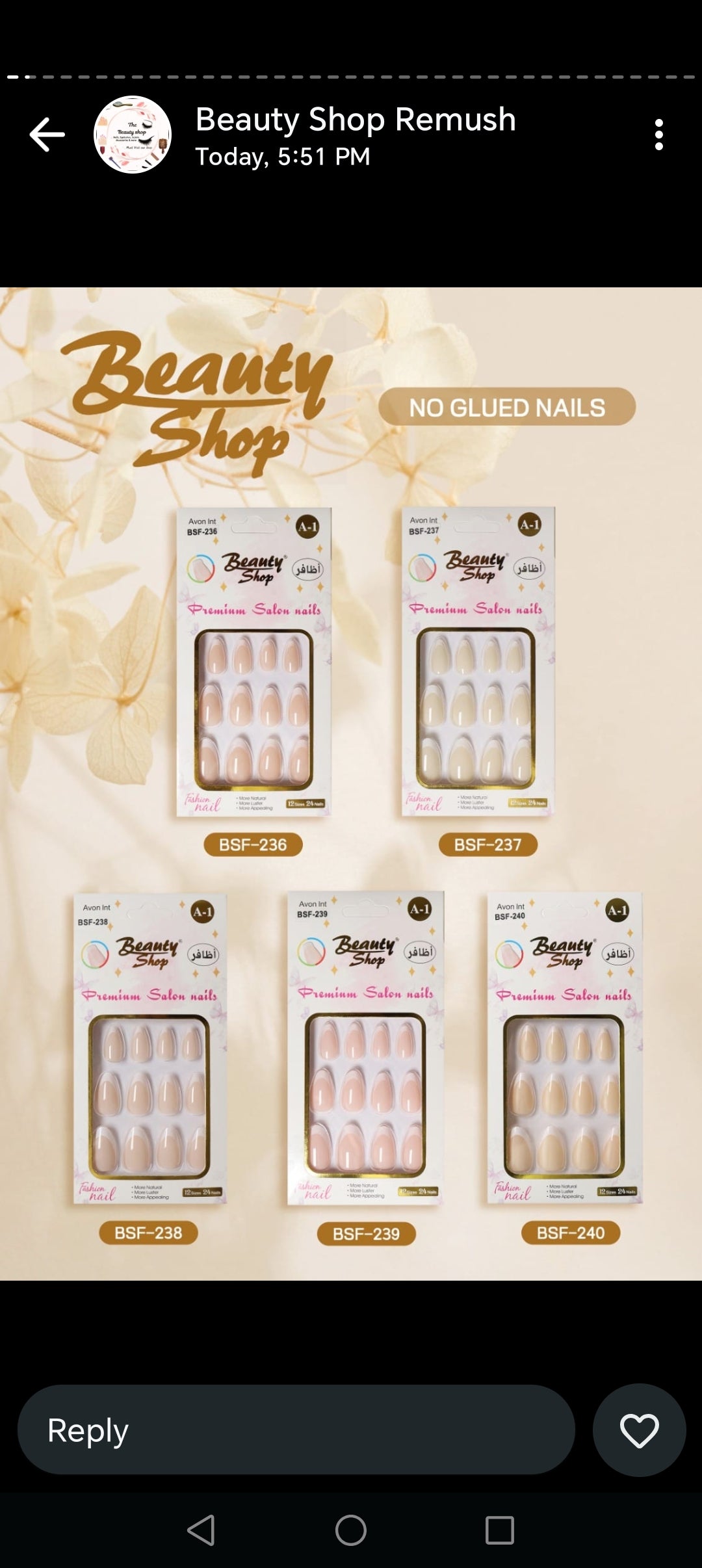 Beauty shop stick on nails
