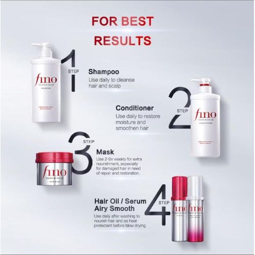 Fino premium touch shampoo, conditioner, mask, oil combo pack