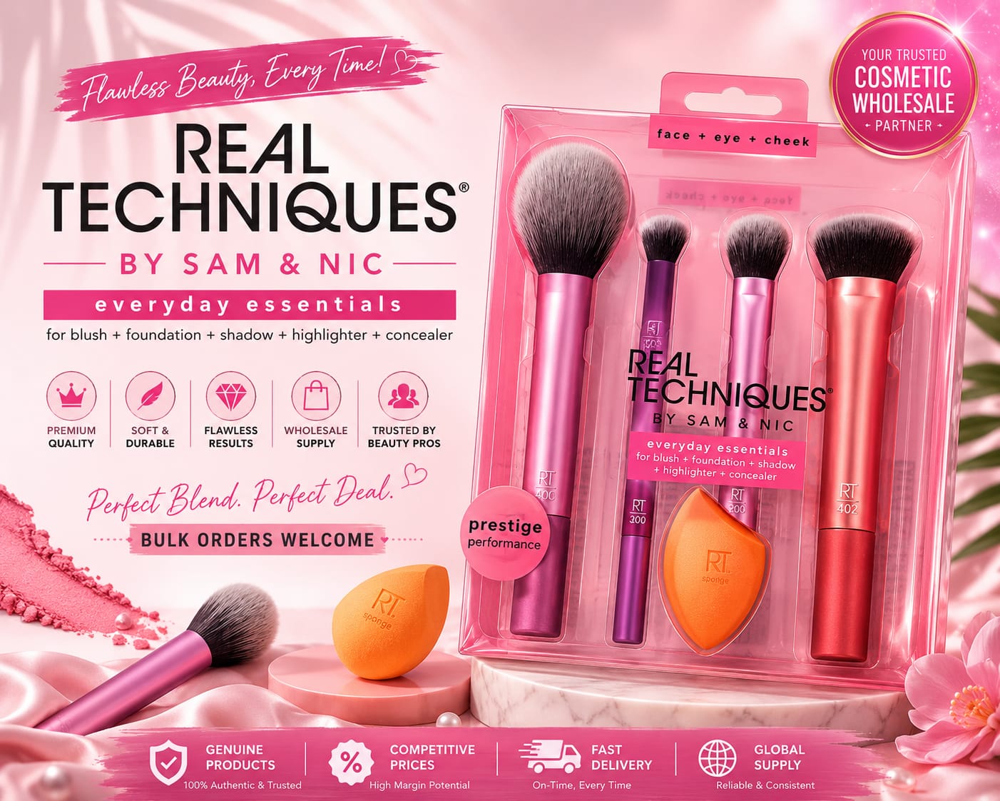 Real Techniques 4 in 1 brush and with beauty blender