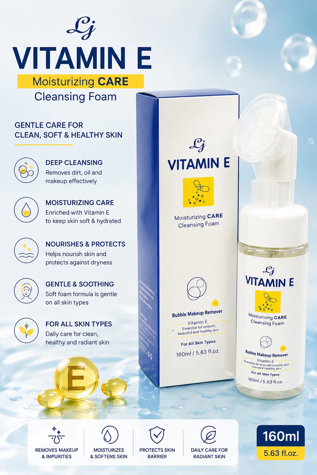 LJ Vitamin E Moisturizing Care Cleansing Foam (160ml)
