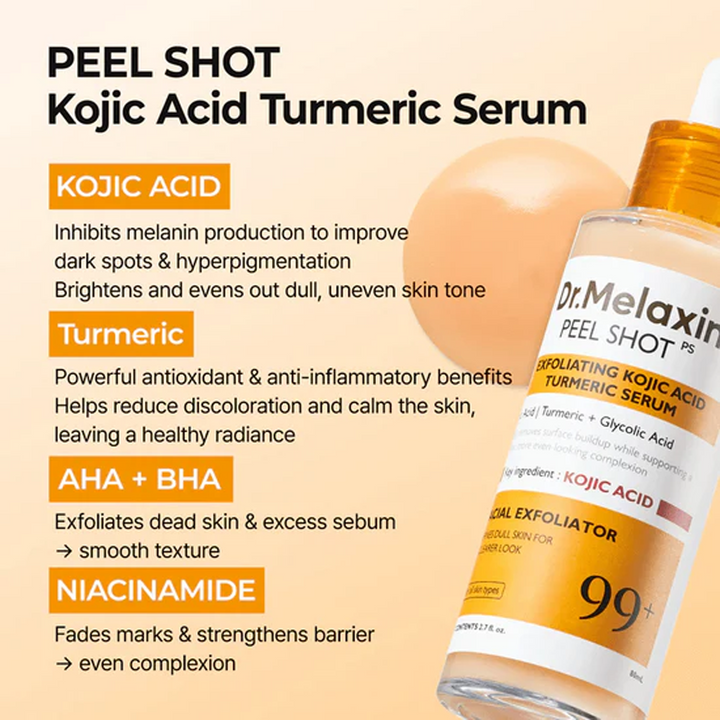 Dr.Melaxin Peel Shot Exfoliating Kojic Acid Turmeric Serum - 80ml