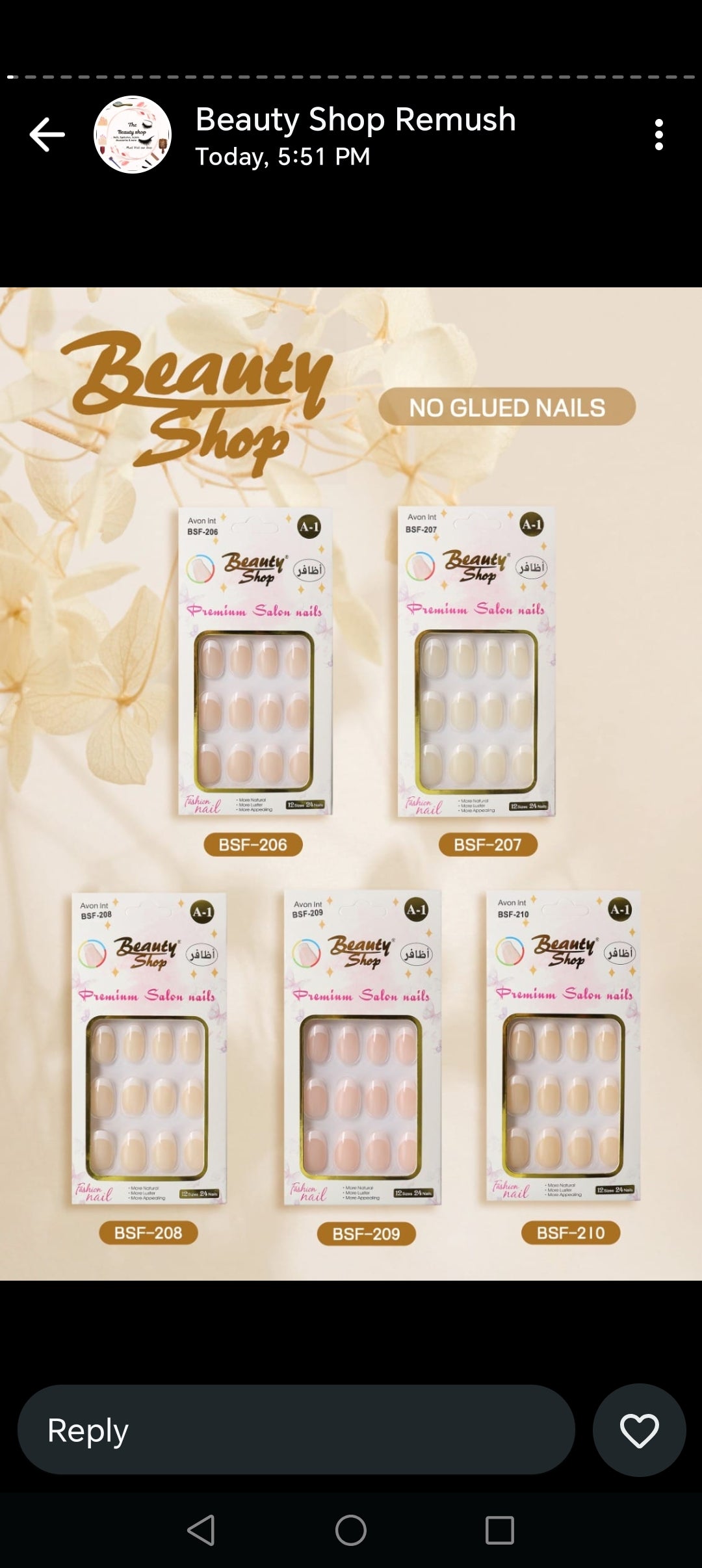 Beauty shop stick on nails