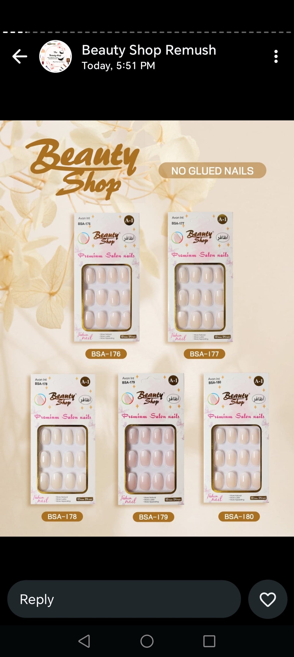 Beauty shop stick on nails