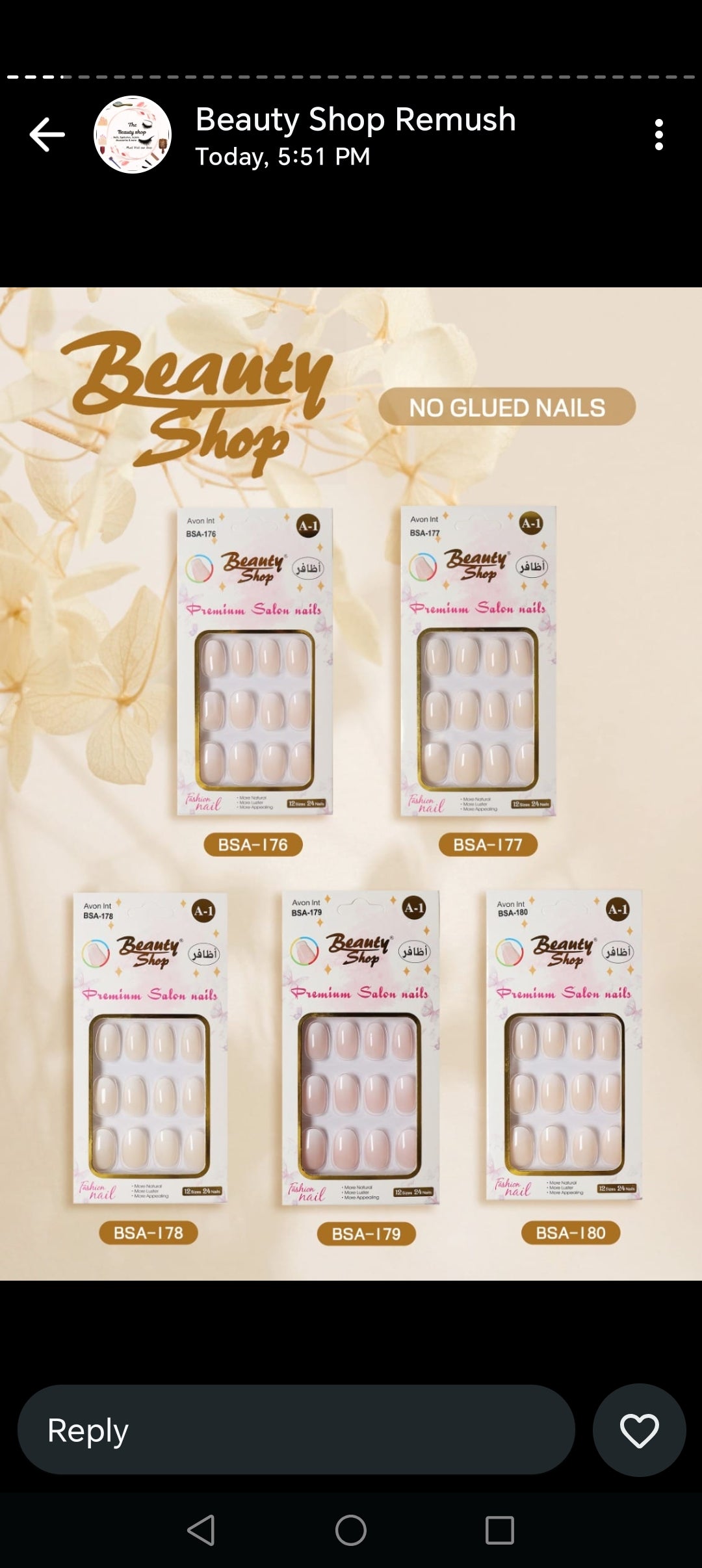 Beauty shop stick on nails