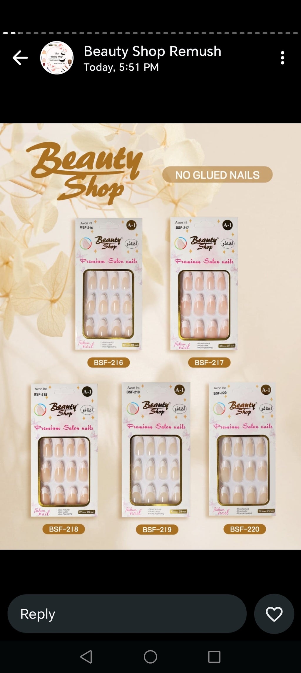 Beauty shop stick on nails