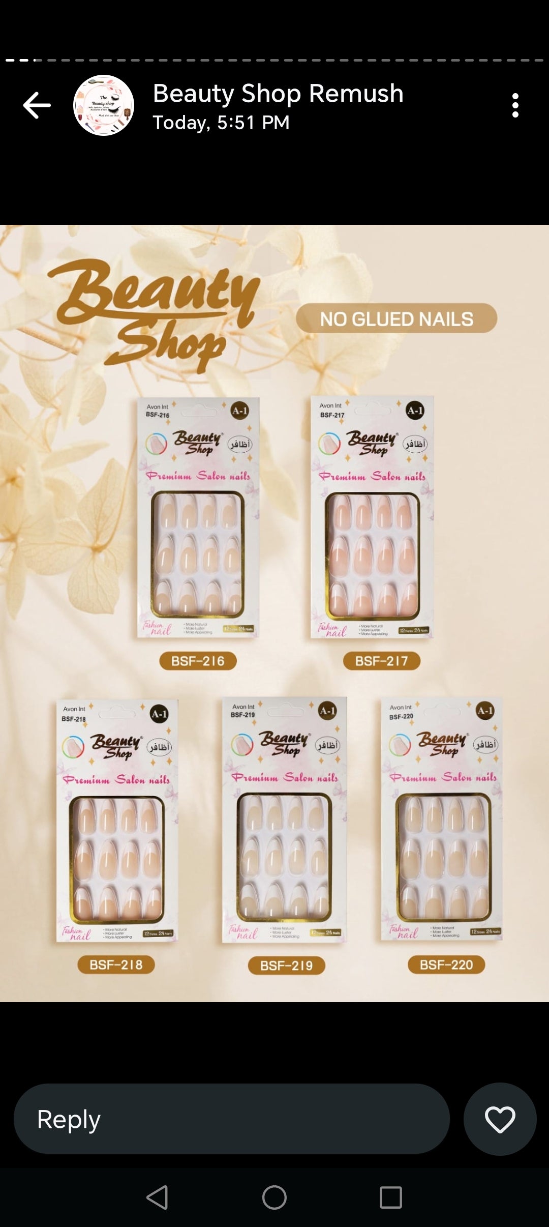 Beauty shop stick on nails