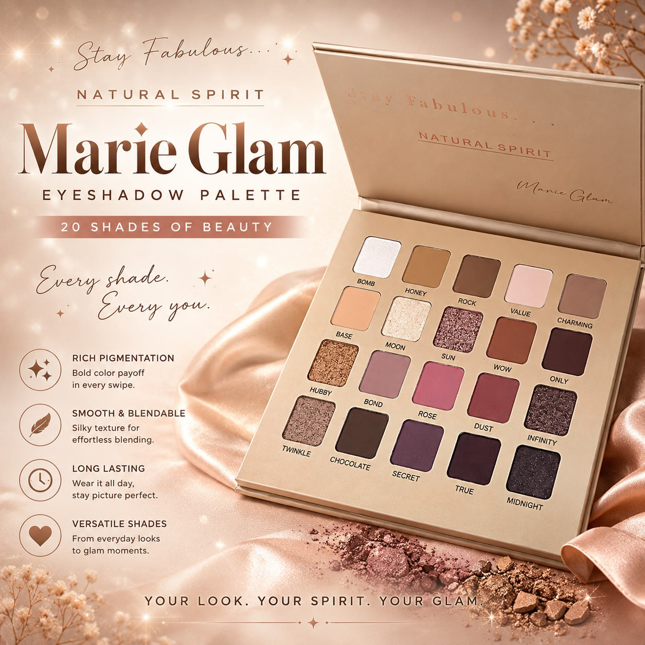 Marie glam 20 colour eyeshadow Platte