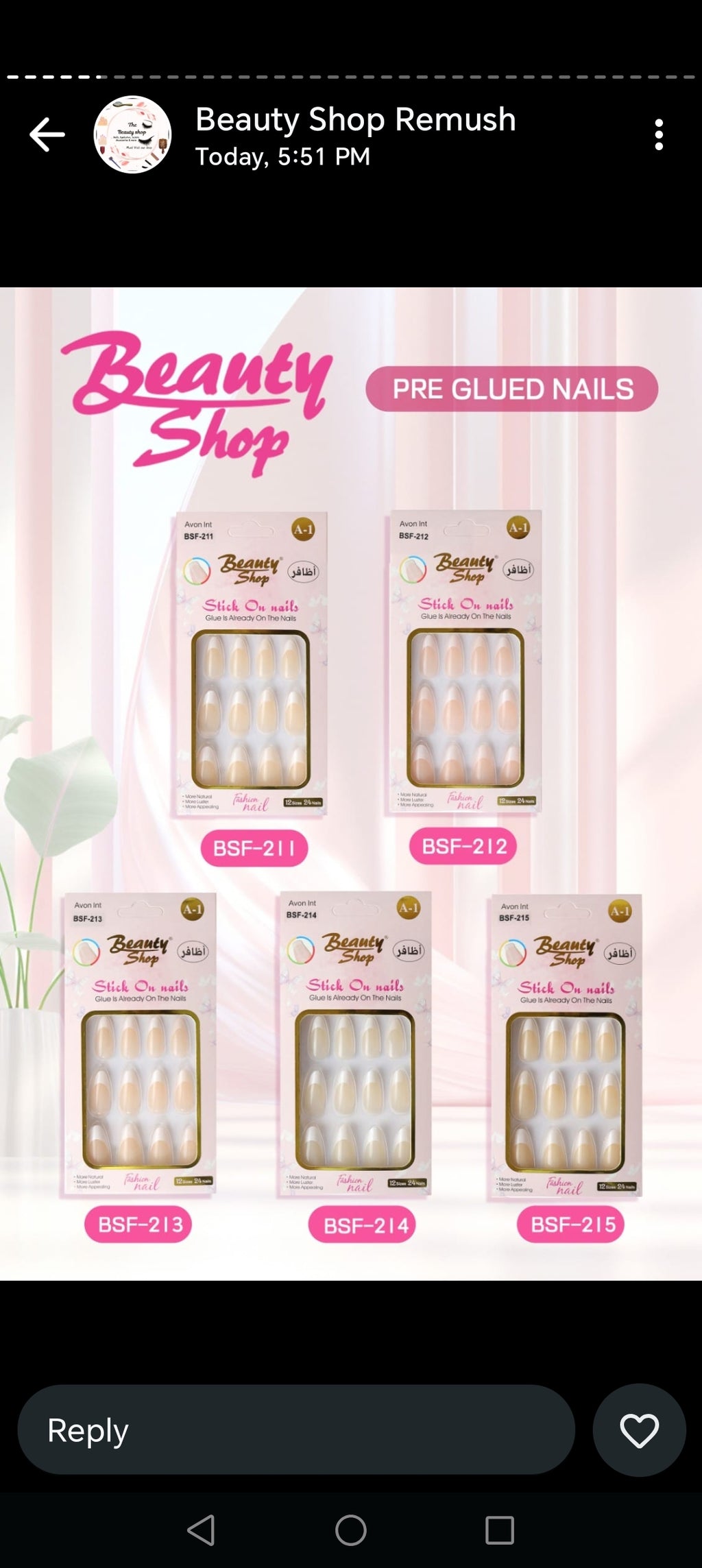 Beauty shop stick on nails