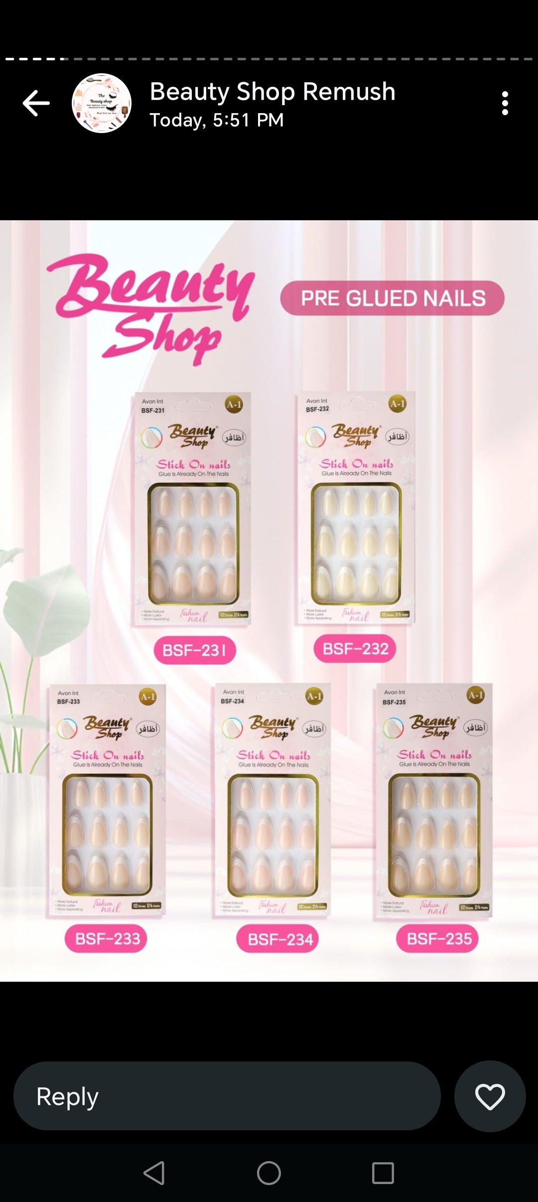 Beauty shop stick on nails
