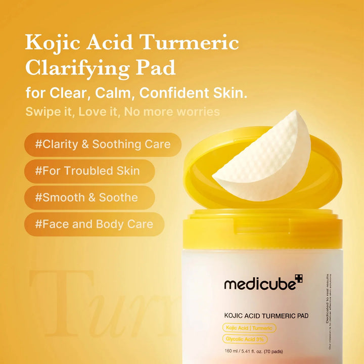 Medicube Kojic Acid Turmeric Pad With 3% Glycolic Acid - 160ml (70pads)