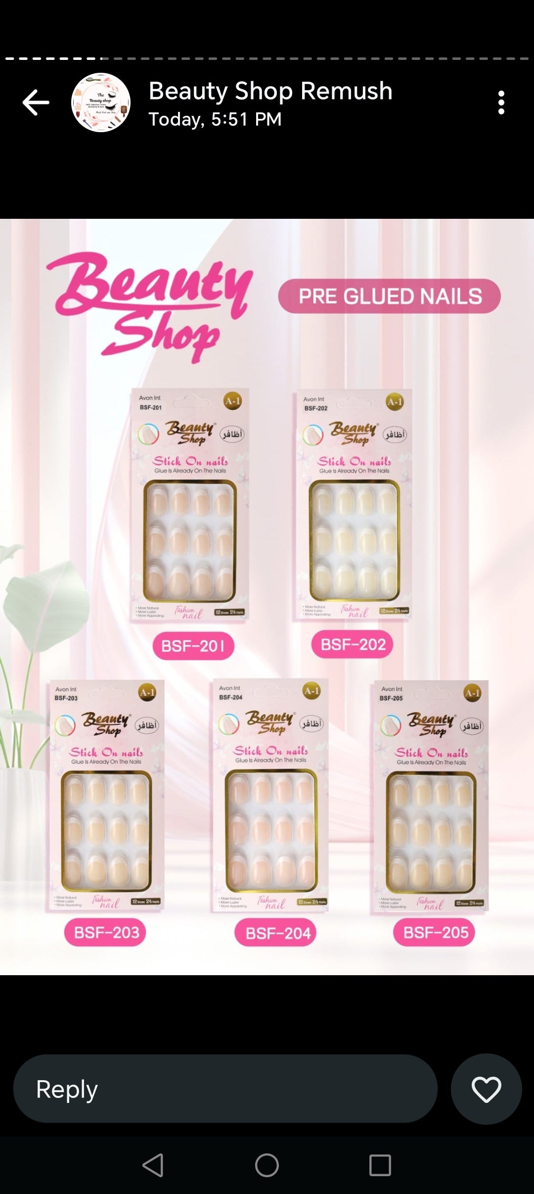 Beauty shop stick on nails